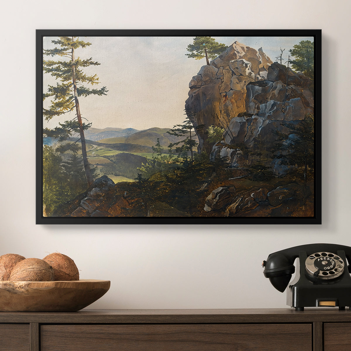 Landscape with the Balbersteine near Miesenbach, 1839 - Floater Framed Canvas Print
