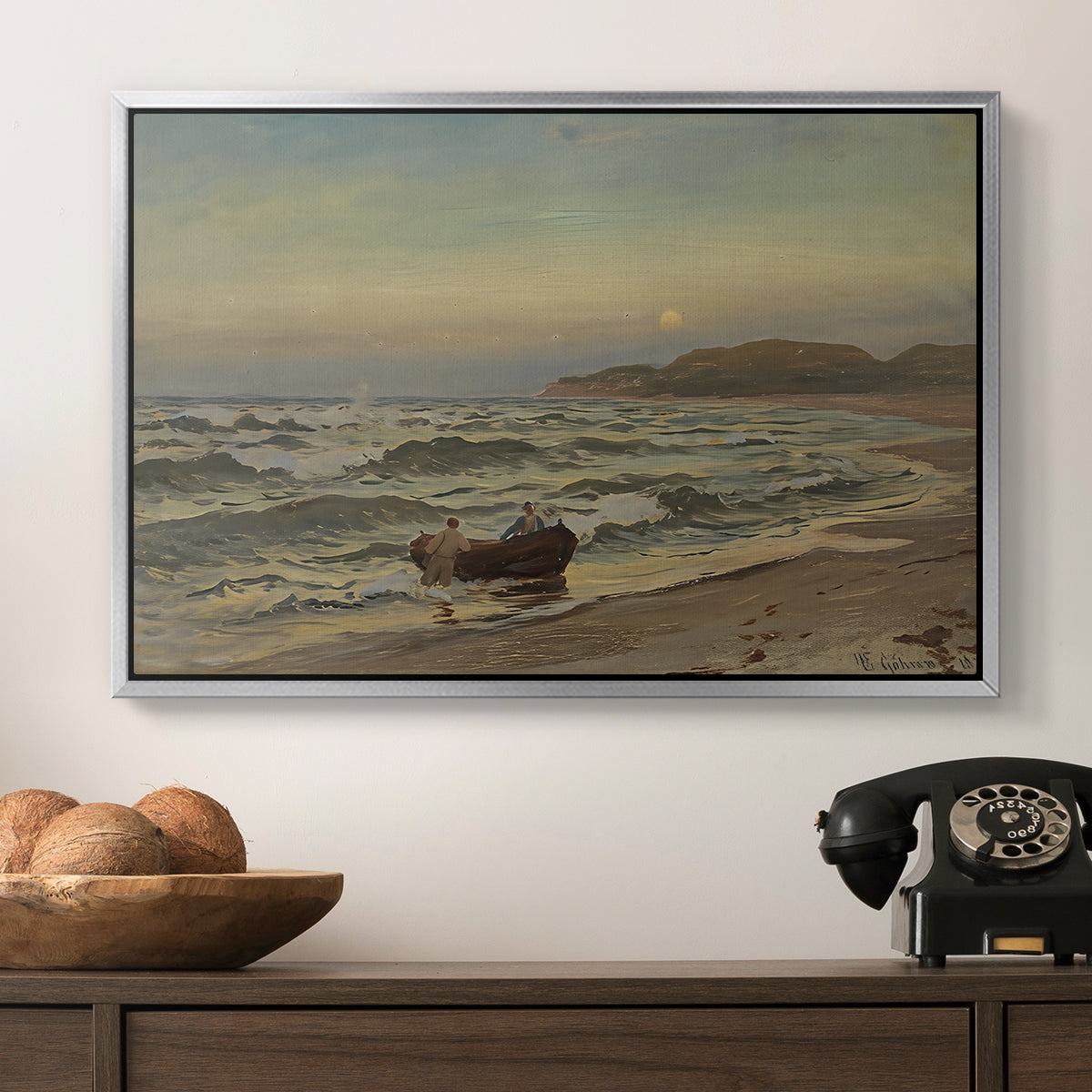 Storm at Rügen, 1882 - Floater Framed Canvas Print