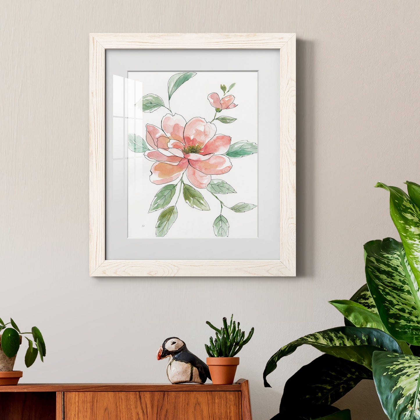 Peony Contour - Barnwood Framed Art Print