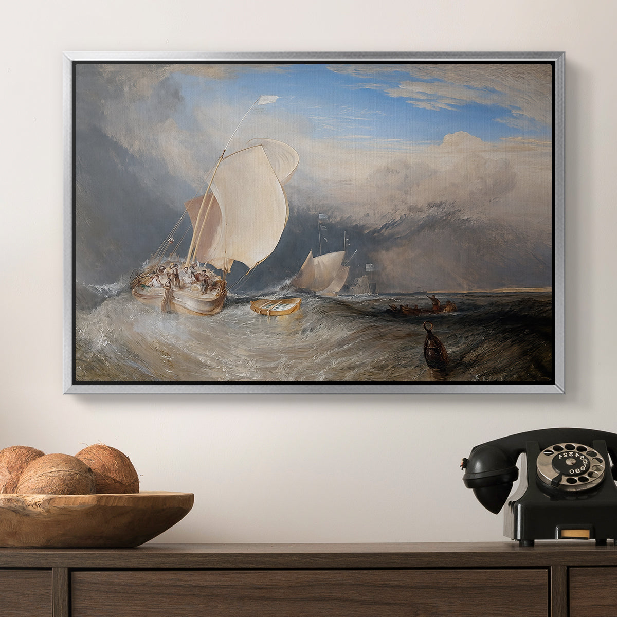 Fishing Boats with Hucksters Bargaining for Fish, 1837-1838 - Floater Framed Canvas Print