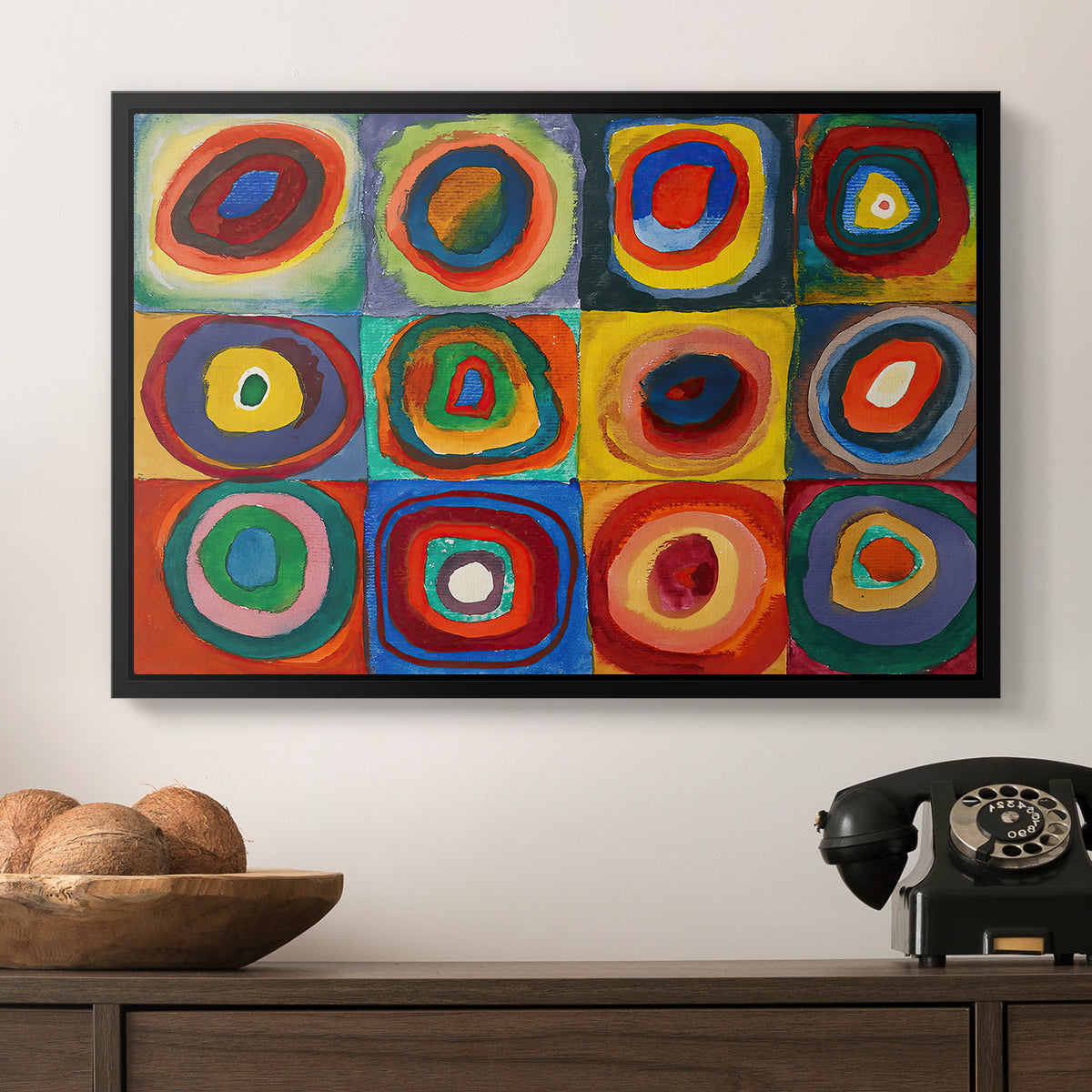 Color Study: Squares with Concentric Circles, 1913 - Floater Framed Canvas Print