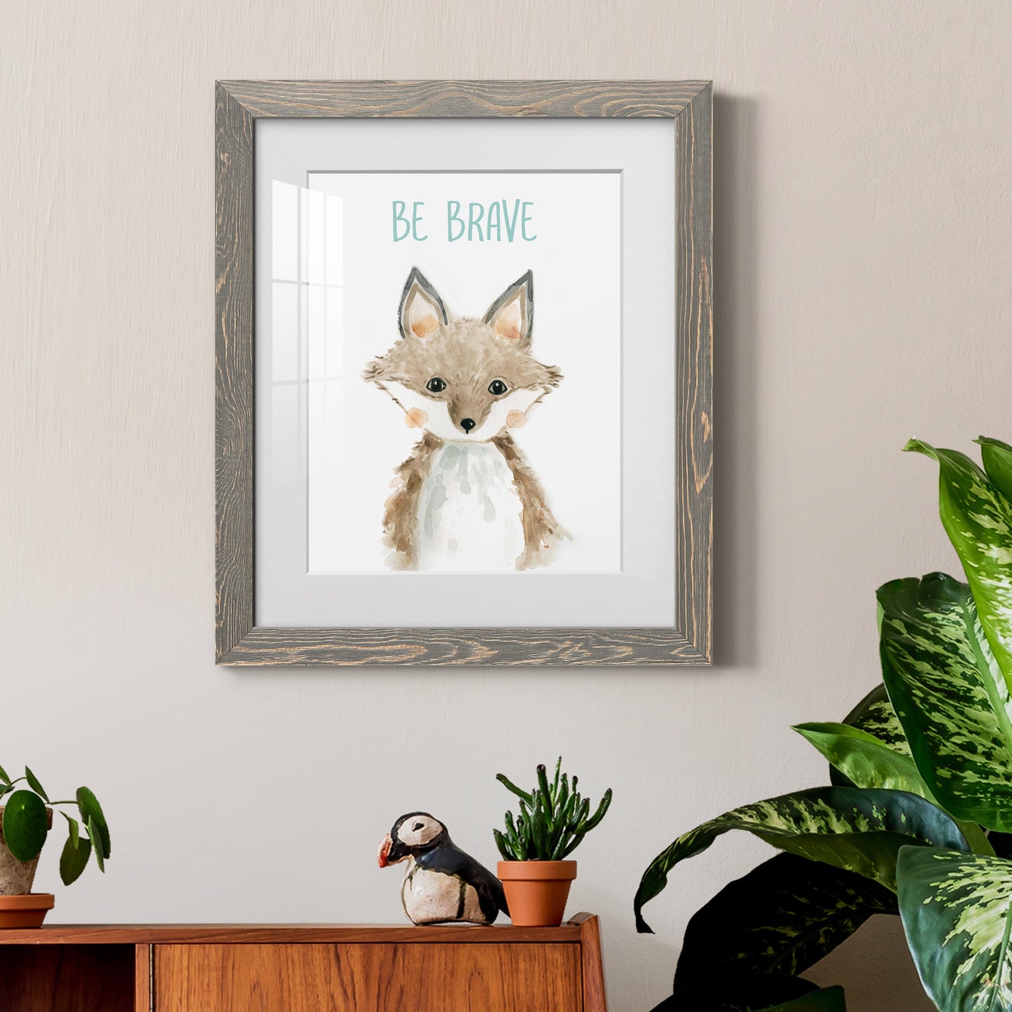 Be Brave Fox - Premium Framed Print - Distressed Barnwood Frame - Ready to Hang