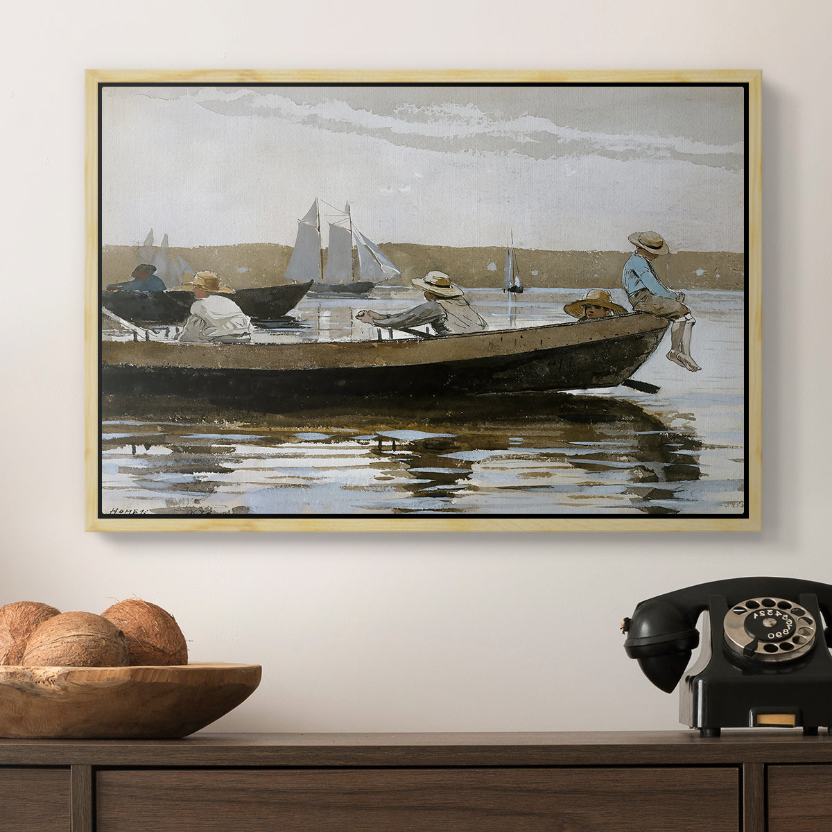 Boys in a Dory, 1873 - Floater Framed Canvas Print