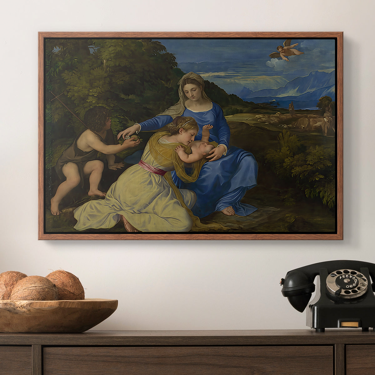 The Aldobrandini Madonna, 1532 - Floater Framed Canvas Print