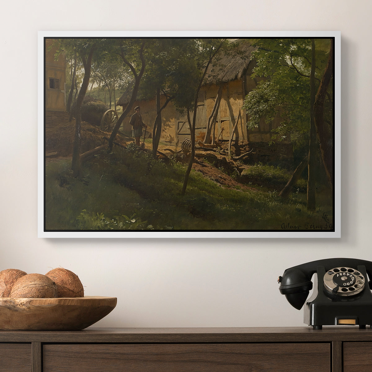 German Farm, 1859 - Floater Framed Canvas Print