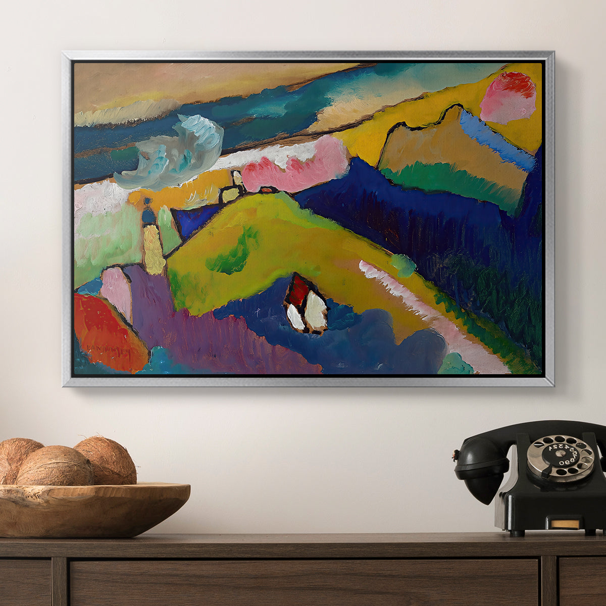 Murnau Mountain Landscape with Church, 1910 - Floater Framed Canvas Print