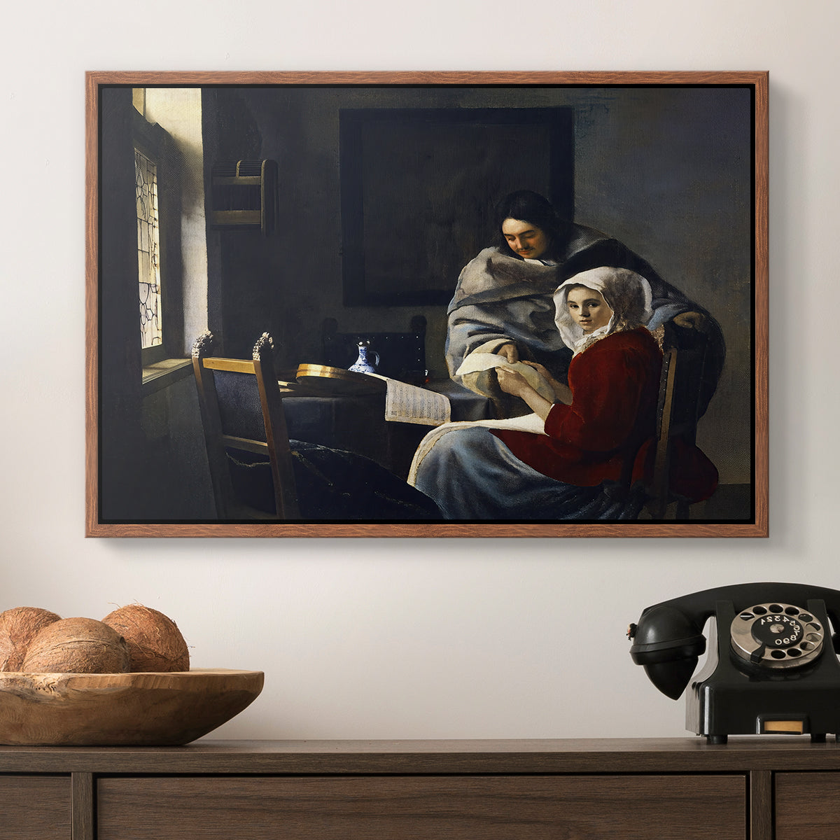 Girl Interrupted at Her Music, c. 1658-1659 - Floater Framed Canvas Print