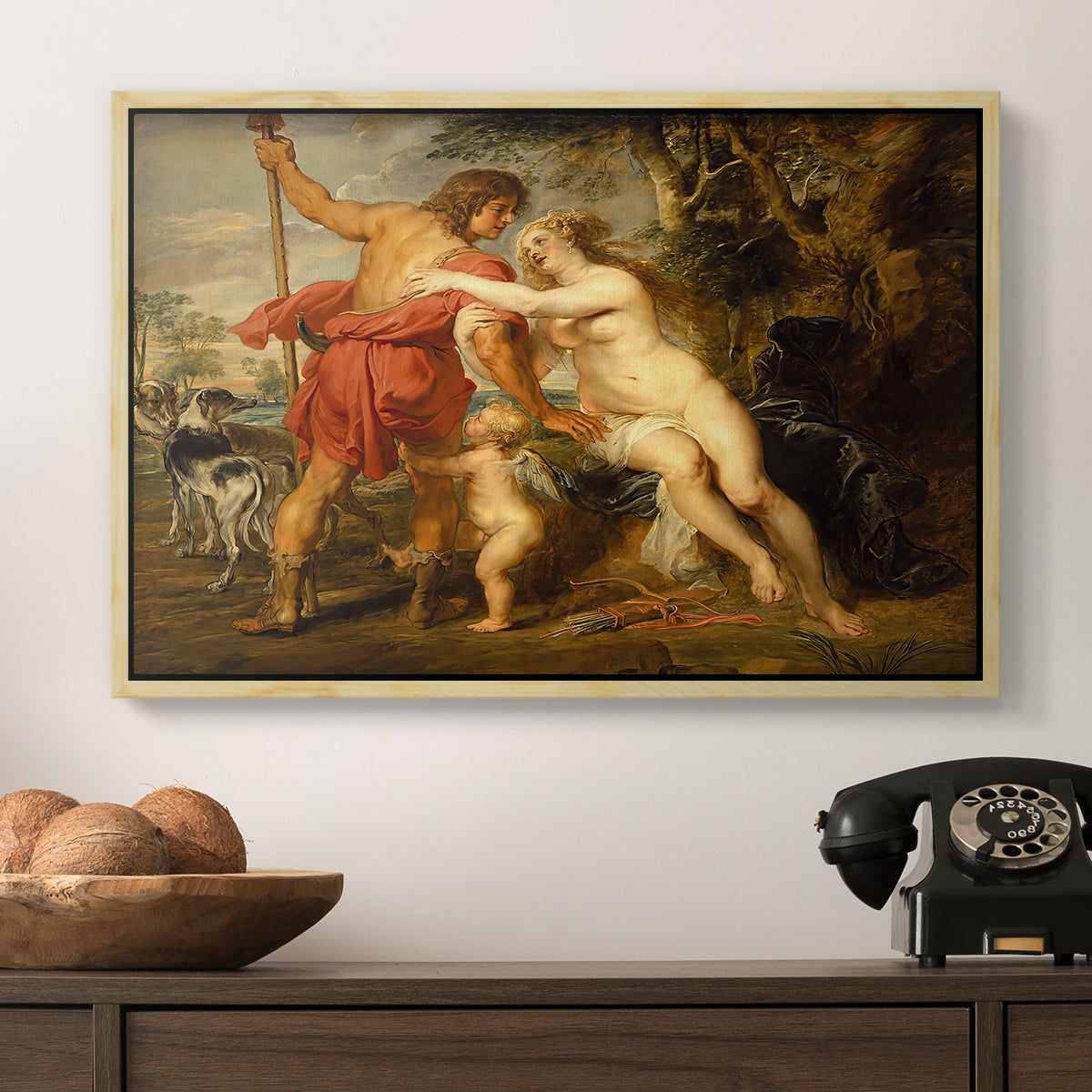 Venus and Adonis, c. 1635 - Floater Framed Canvas Print