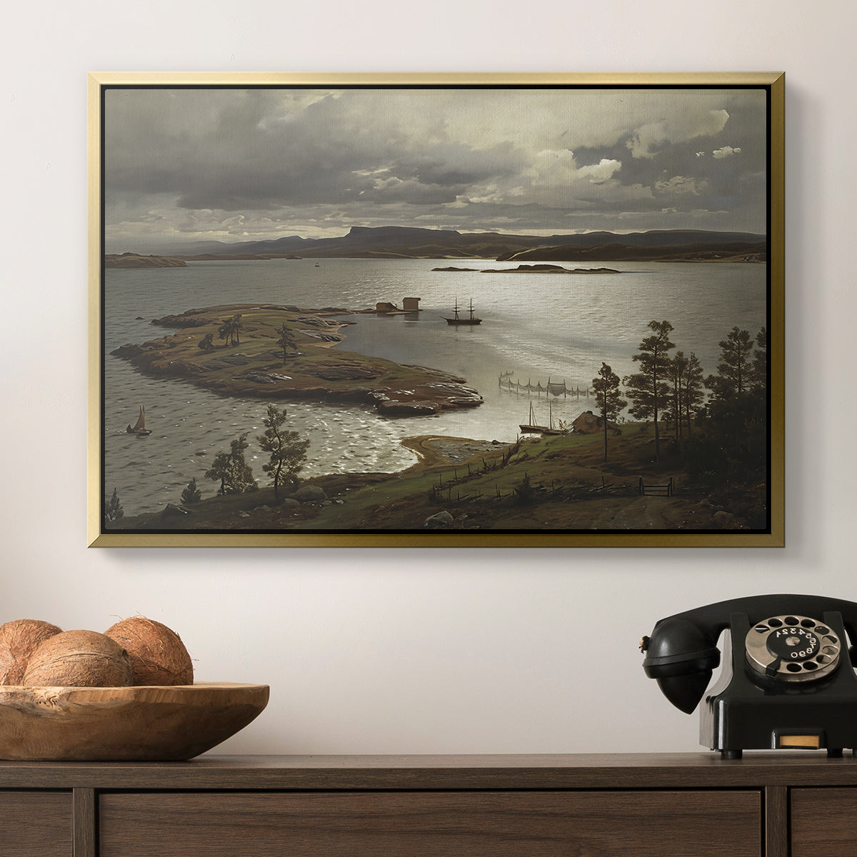 The Fjord at Sandviken (Sandviksfjorden), 1879 - Floater Framed Canvas Print