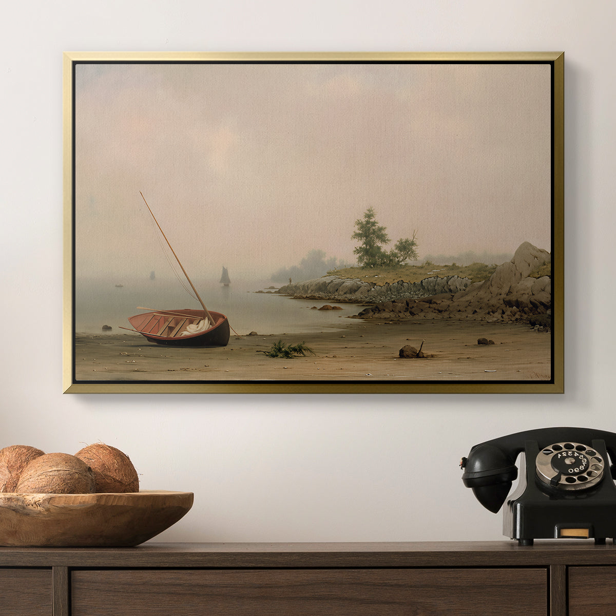 The Stranded Boat, 1863 - Floater Framed Canvas Print
