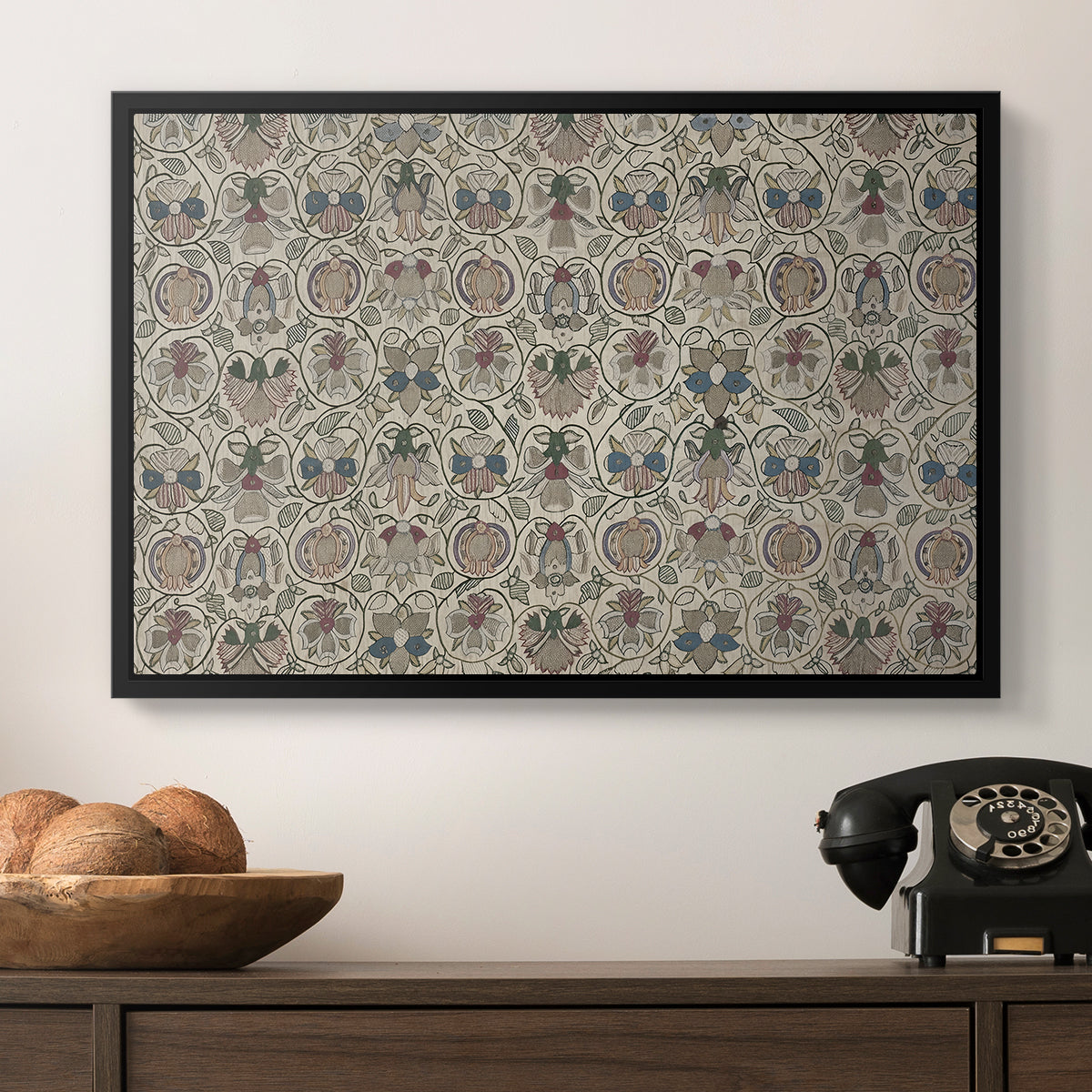 Long Cushion Cover (Printed Textile), c. 1600 - Floater Framed Canvas Print