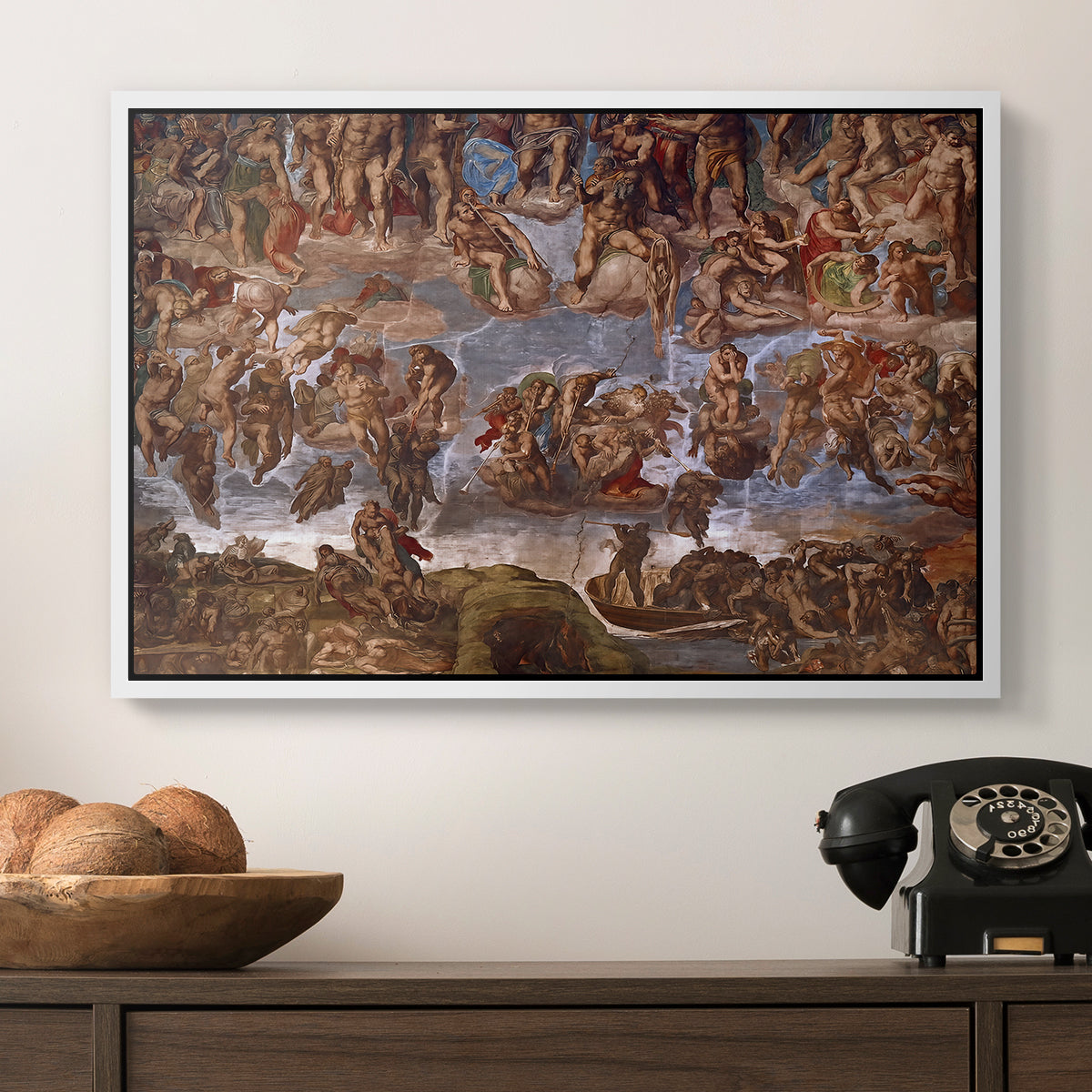 The Last Judgment (Charon's Boat and the Damned), 1536-1541 - Floater Framed Canvas Print