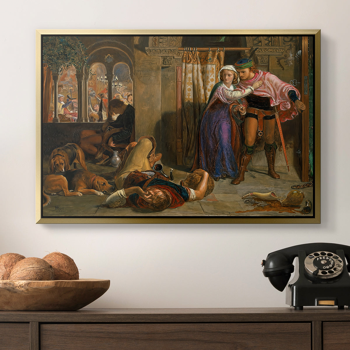 The Flight of Madeline and Porphyro, 1848 - Floater Framed Canvas Print
