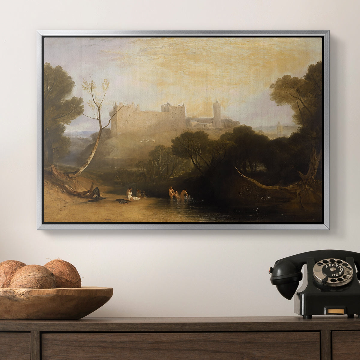 Linlithgow Palace, c. 1807 - Floater Framed Canvas Print