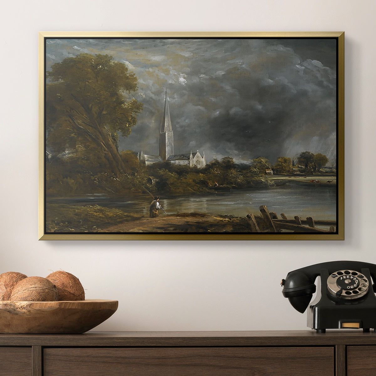 Salisbury Cathedral from the Meadows, c. 1831 - Floater Framed Canvas Print