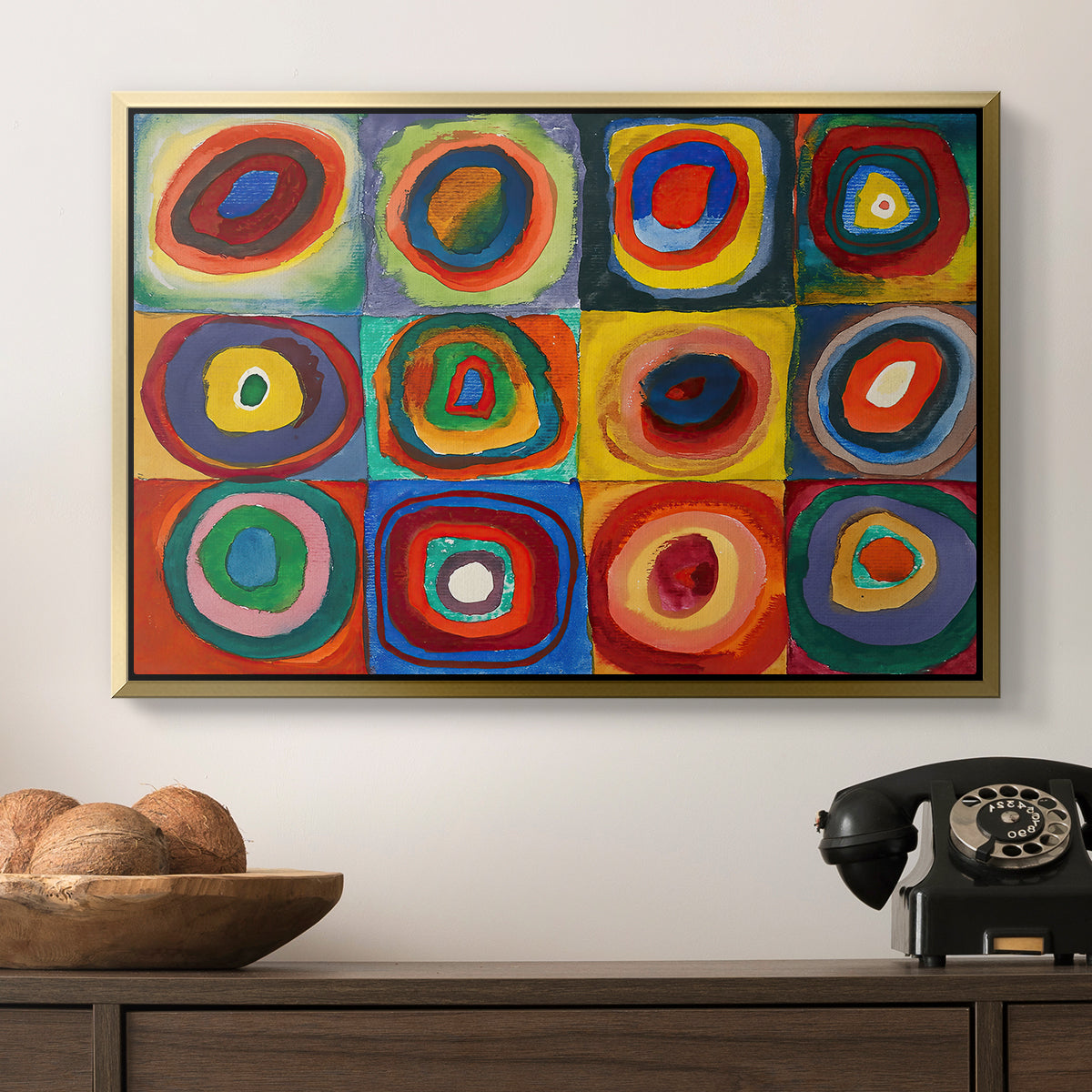 Color Study: Squares with Concentric Circles, 1913 - Floater Framed Canvas Print