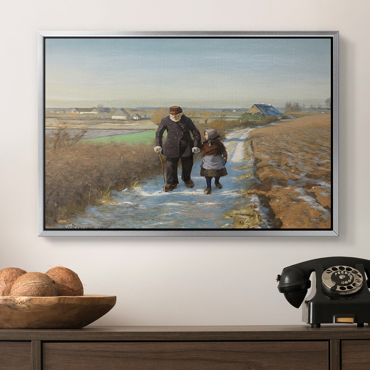 The Old Man and the Child, 1888 - Floater Framed Canvas Print