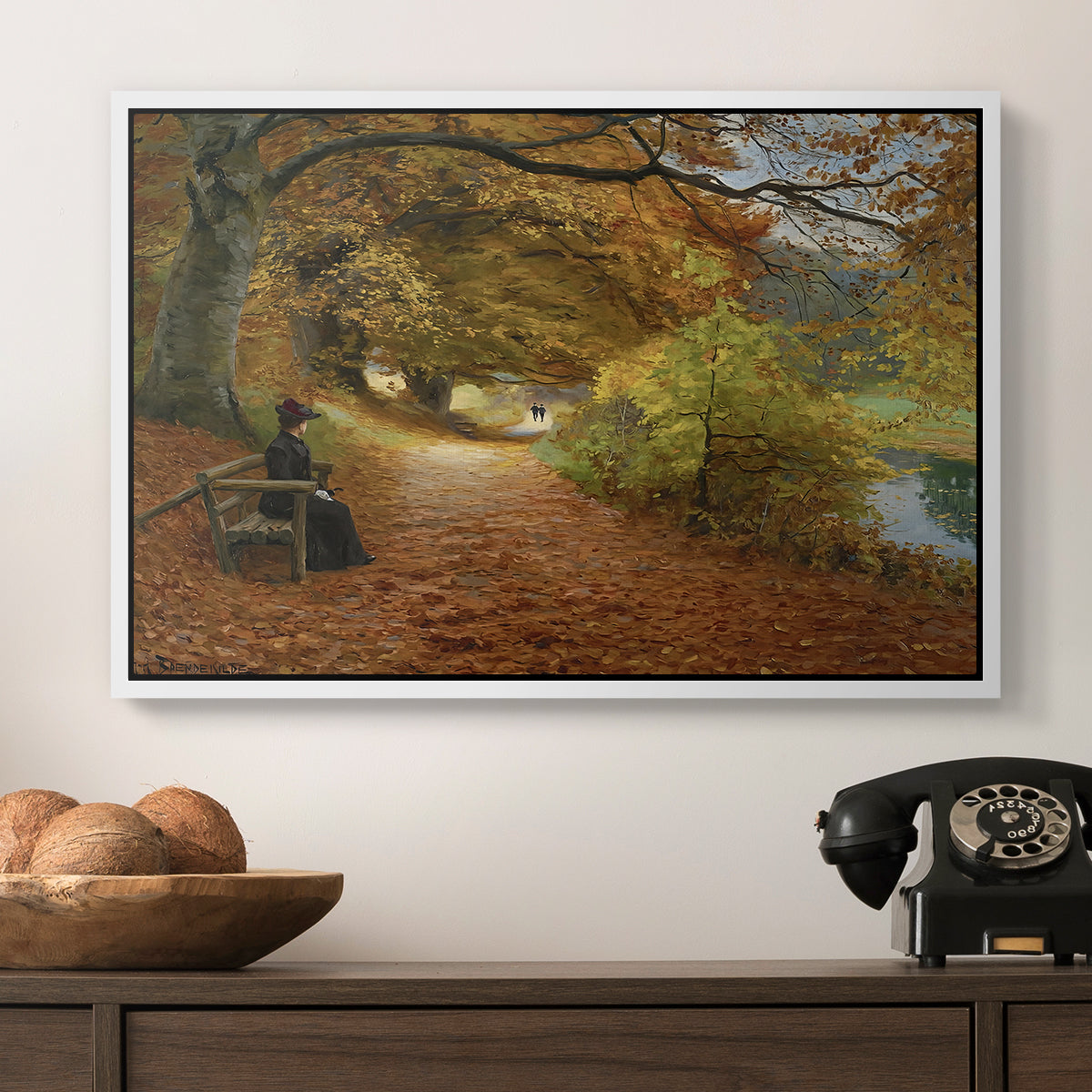 A Wooded Path in Autumn, 1902 - Floater Framed Canvas Print