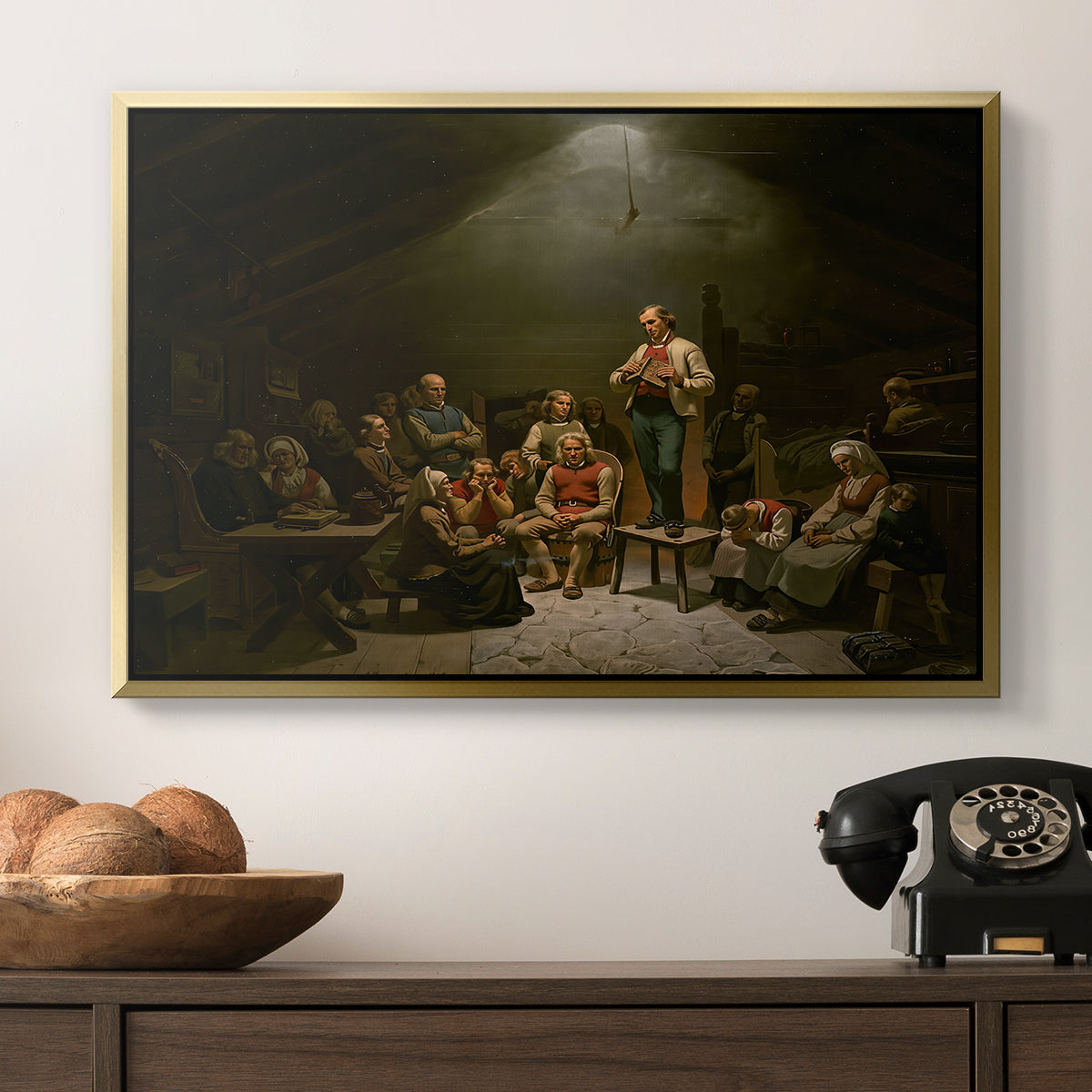 Low Church Devotion (Haugianerne), 1848 - Floater Framed Canvas Print