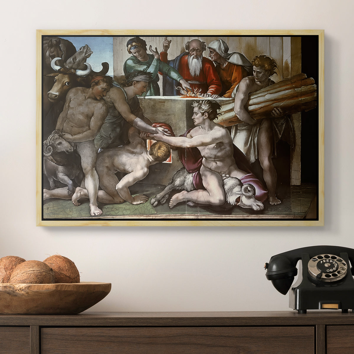 The Sacrifice of Noah (Sistine Chapel), 1509 - Floater Framed Canvas Print