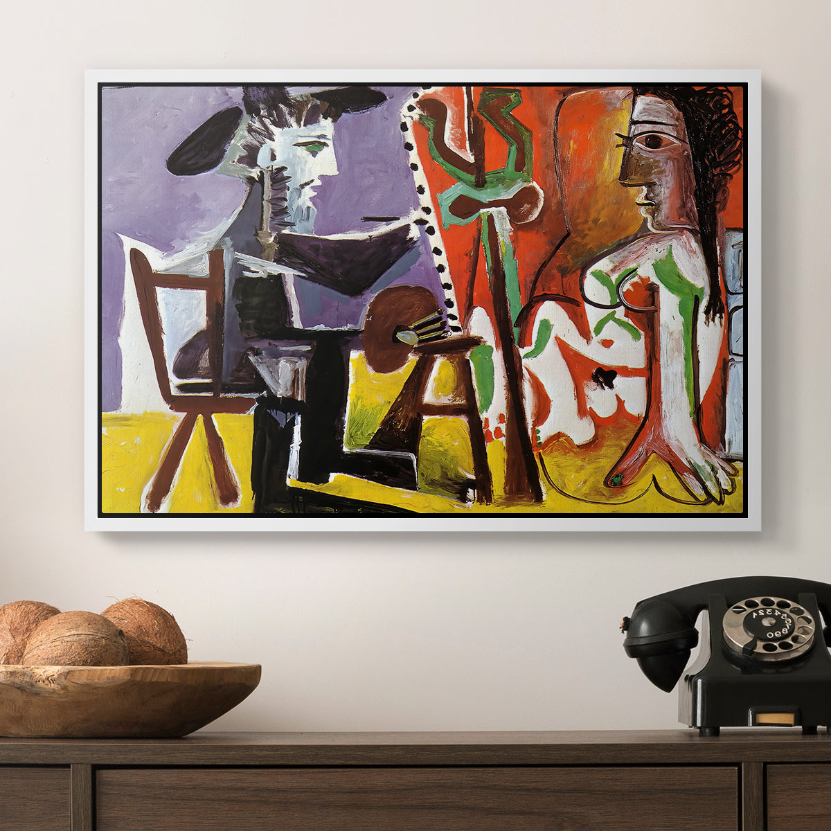 The Painter and His Model, 1963 - Floater Framed Canvas Print