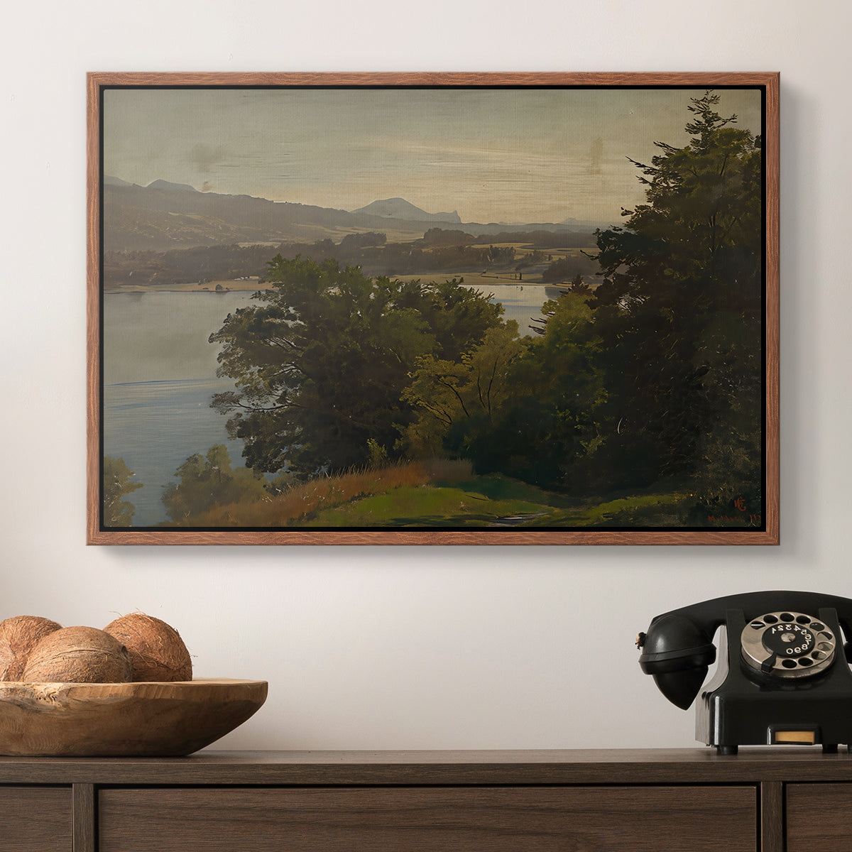 View of the Mondsee, 1870 - Floater Framed Canvas Print