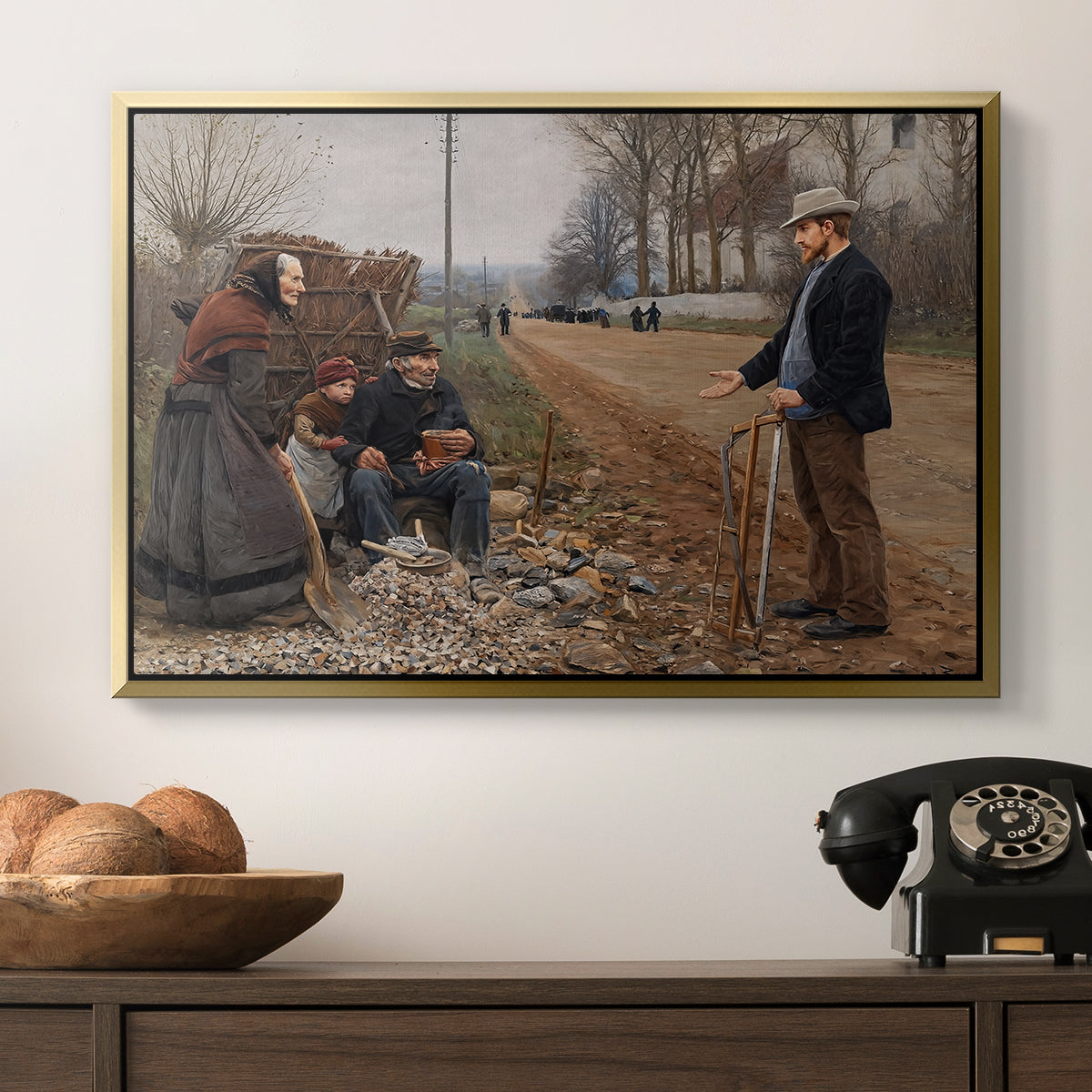 People by a Road, 1893 - Floater Framed Canvas Print