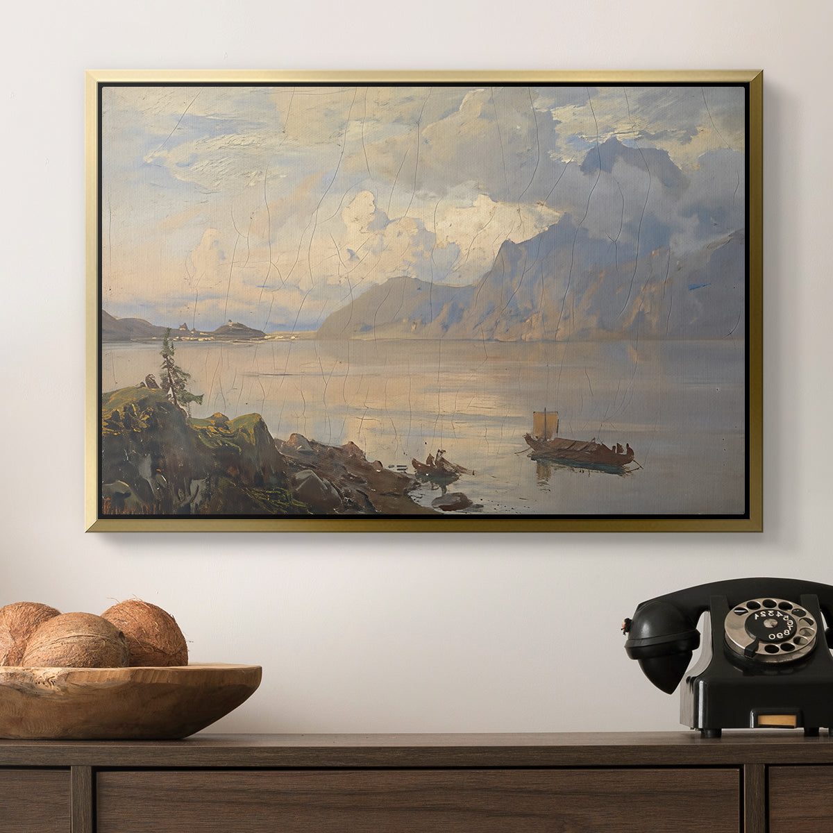 Traunsee, 1871 - Floater Framed Canvas Print