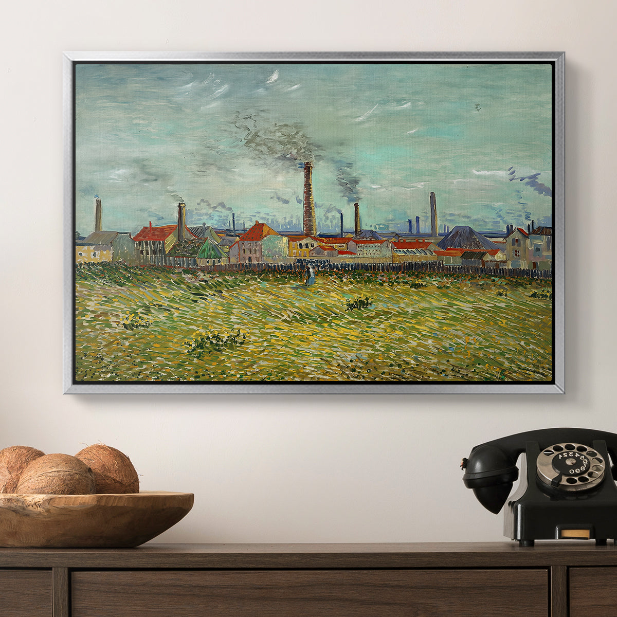 Factories at Clichy, 1887 - Floater Framed Canvas Print