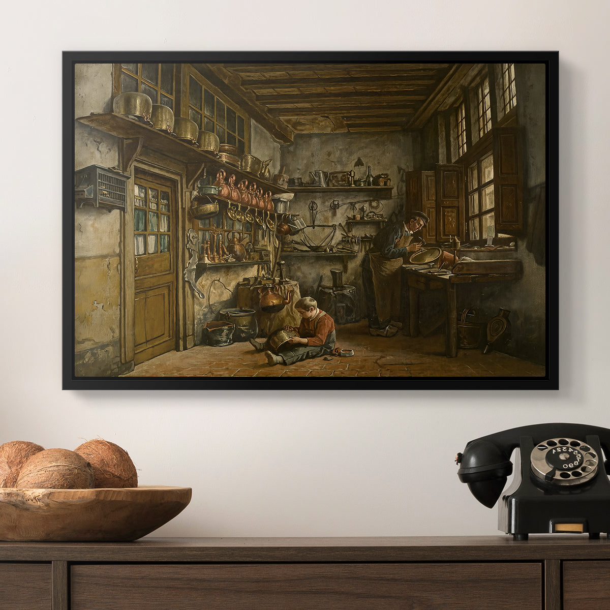 The Tinker, 1861 - Floater Framed Canvas Print