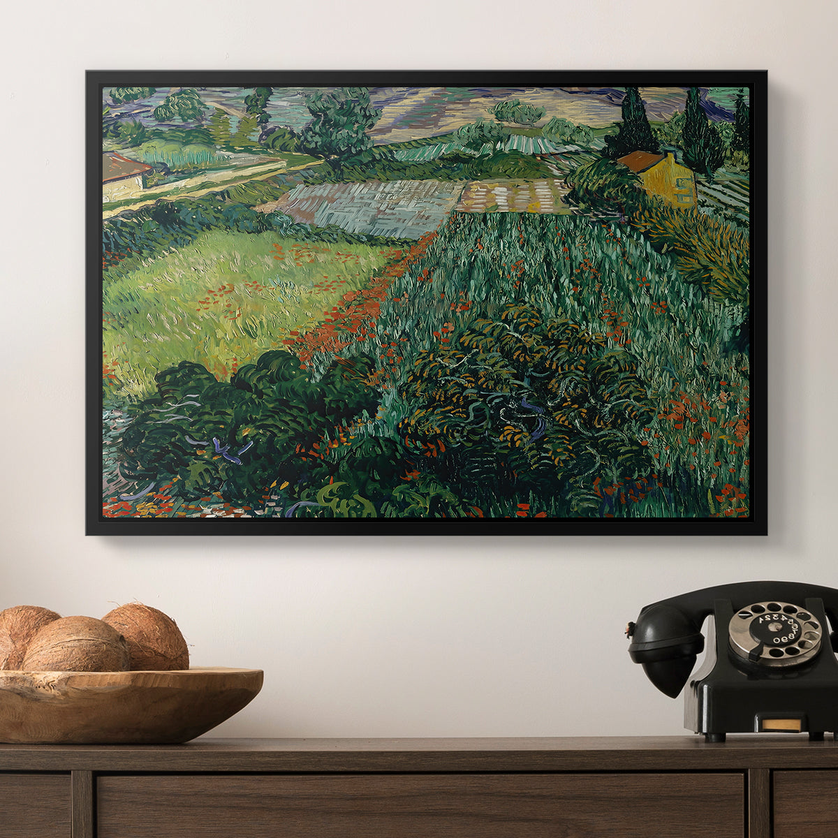 Field with Poppies, Saint-Rémy, 1889 - Floater Framed Canvas Print