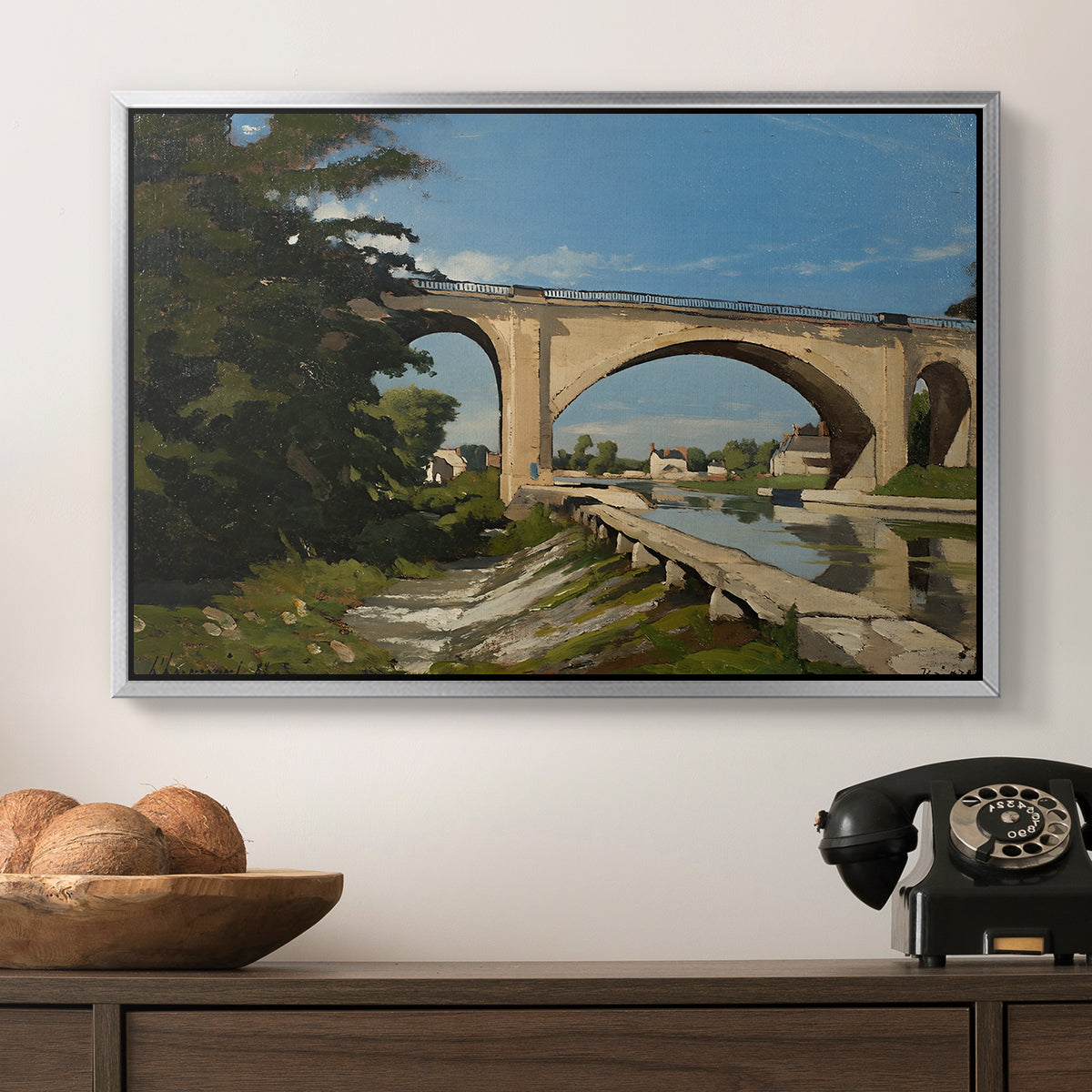 The Railroad Bridge at Briare, 1888 - Floater Framed Canvas Print