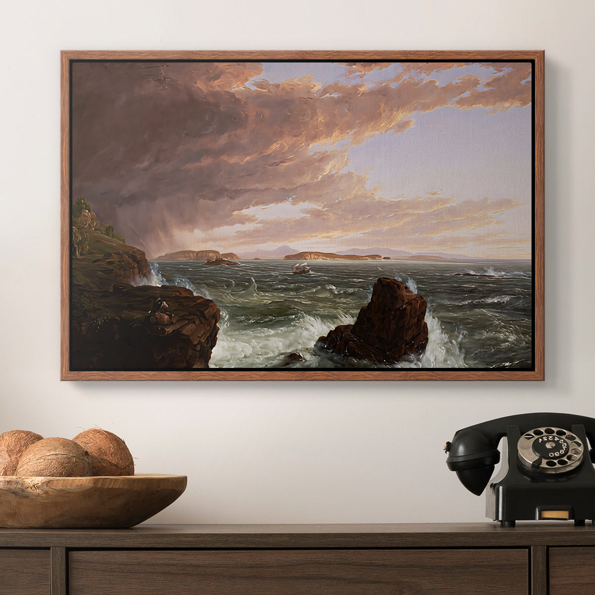Views Across Frenchman's Bay from Mt. Desert Island, After a Squall, 1845 - Floater Framed Canvas Print