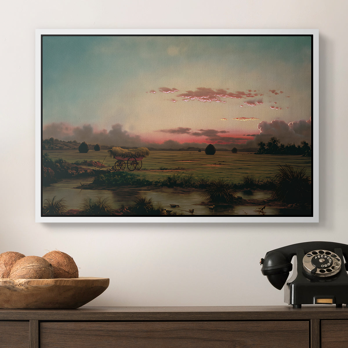 The Marshes at Rhode Island, 1866 - Floater Framed Canvas Print