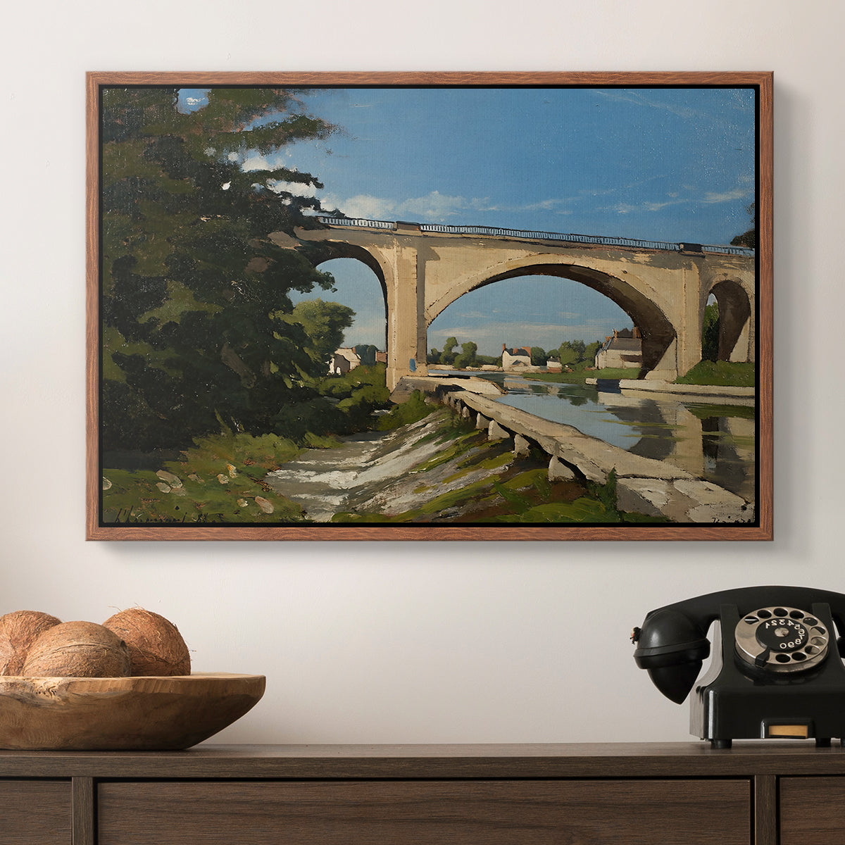 The Railroad Bridge at Briare, 1888 - Floater Framed Canvas Print