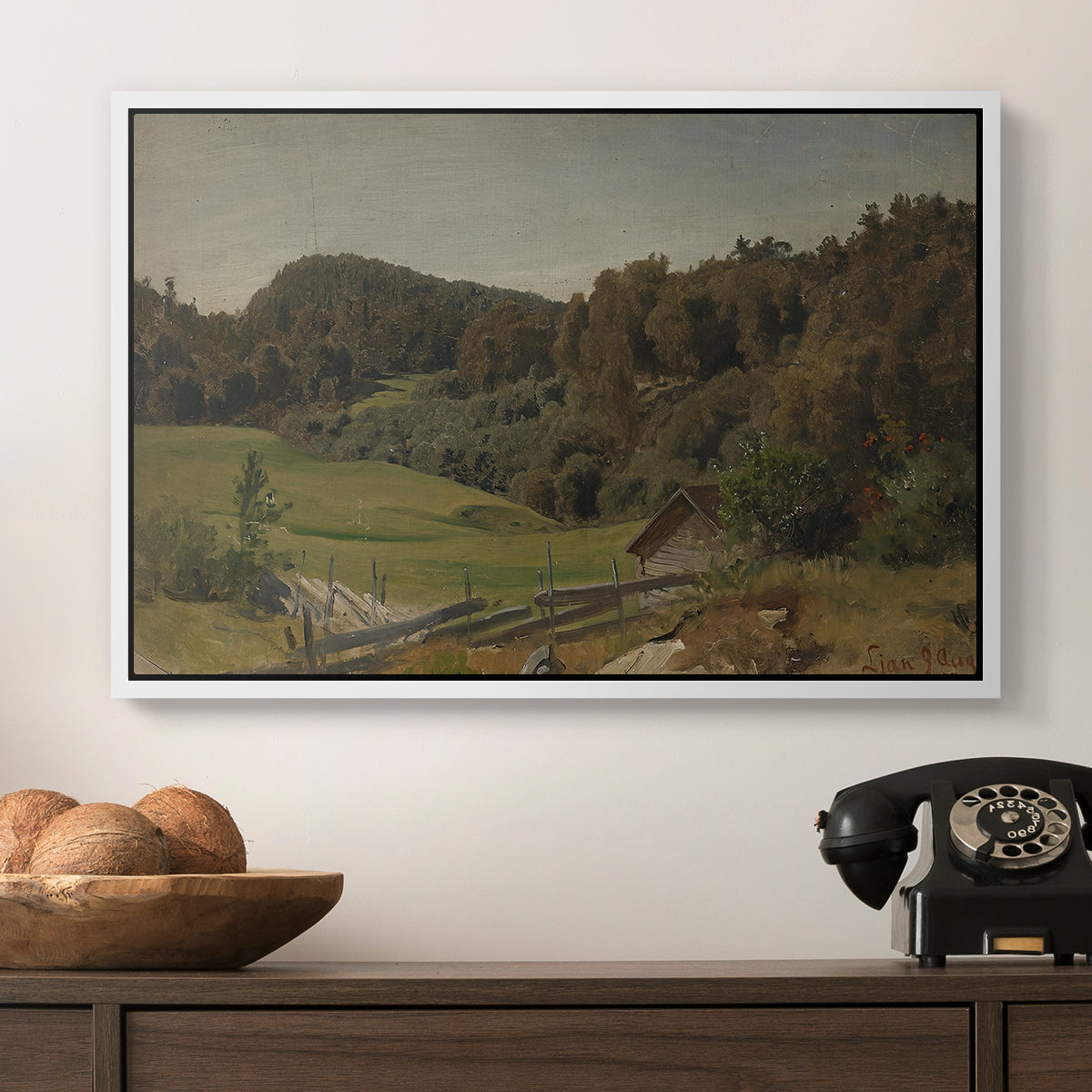 Landscape at Ljan, 1858 - Floater Framed Canvas Print