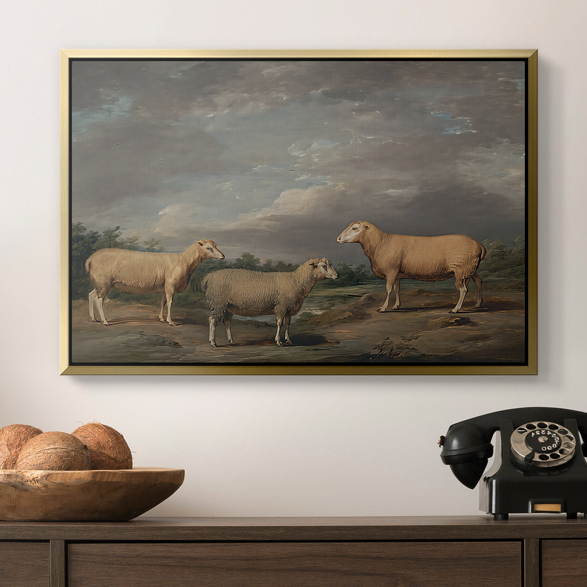 Ryelands Sheep, the King's Ram, the King's Ewe and Lord Somerville's Wether, c. 1801-1807 - Floater Framed Canvas Print