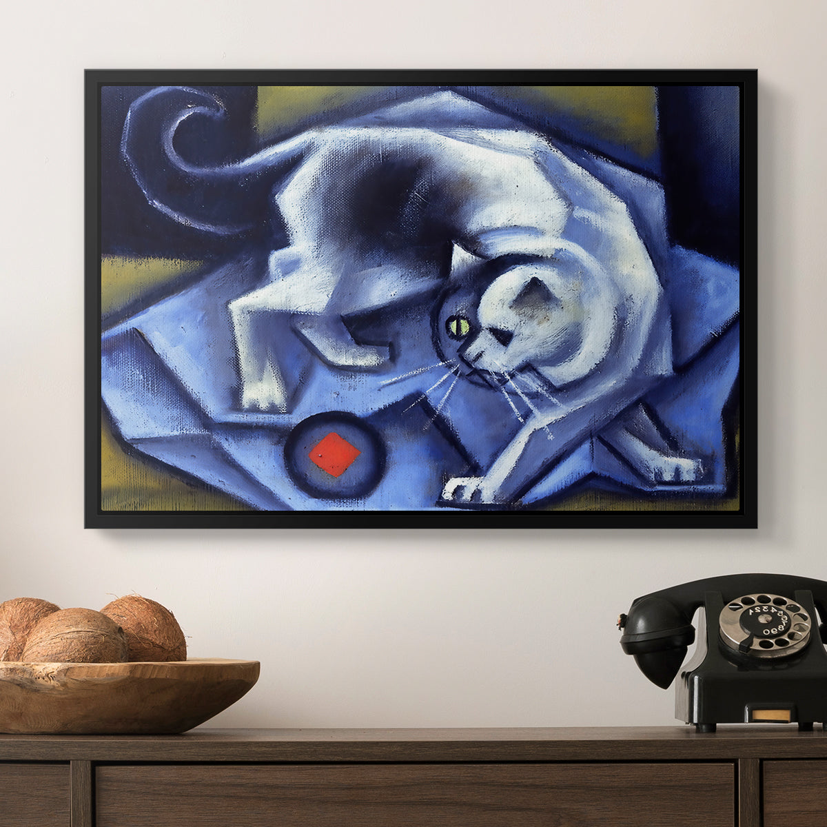 Cat Playing with a Ball, 1945-1950 - Floater Framed Canvas Print