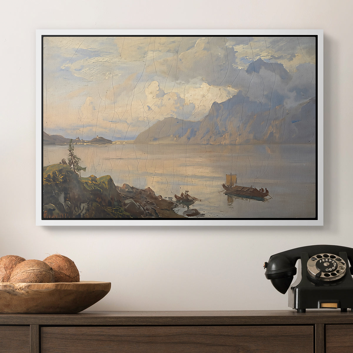 Traunsee, 1871 - Floater Framed Canvas Print
