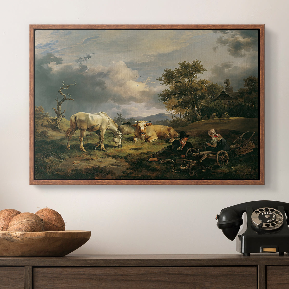 Young Peasant Couple Resting in the Field, 1829 - Floater Framed Canvas Print