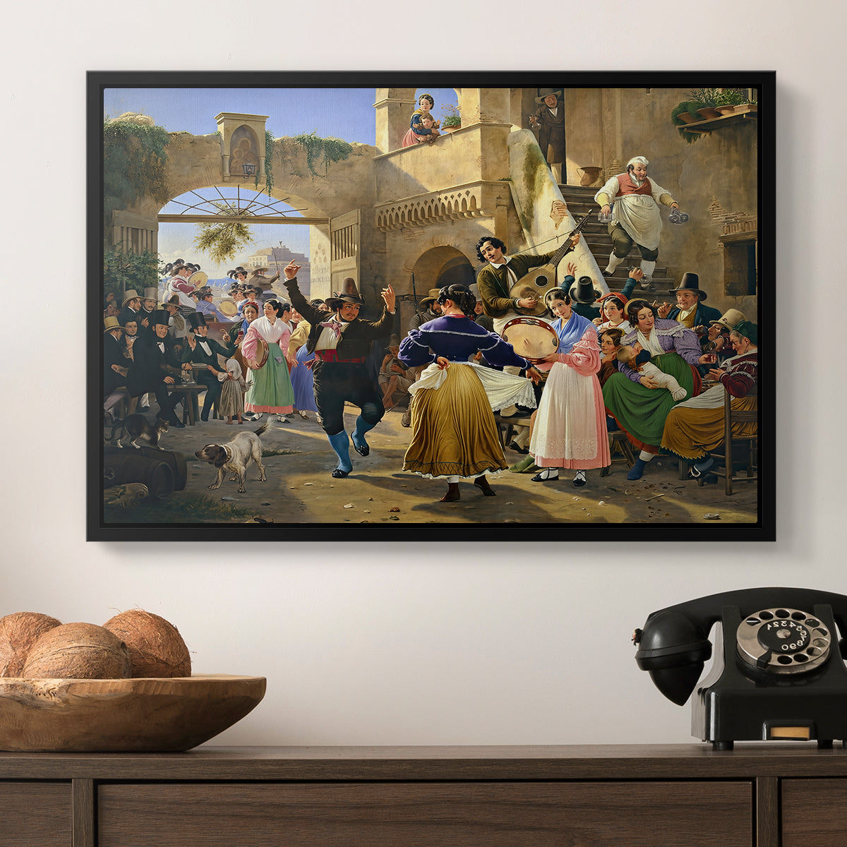 Romans Gathered for Merriment at an Osteria, 1839 - Floater Framed Canvas Print