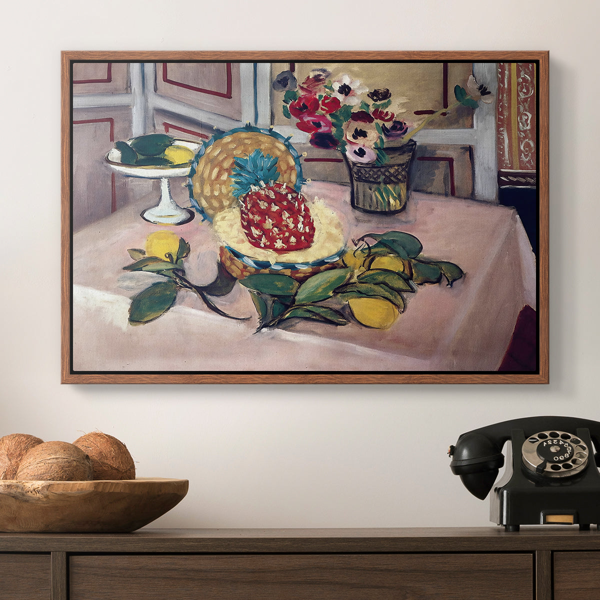 Still Life with Pineapple and Lemons, 1925 - Floater Framed Canvas Print