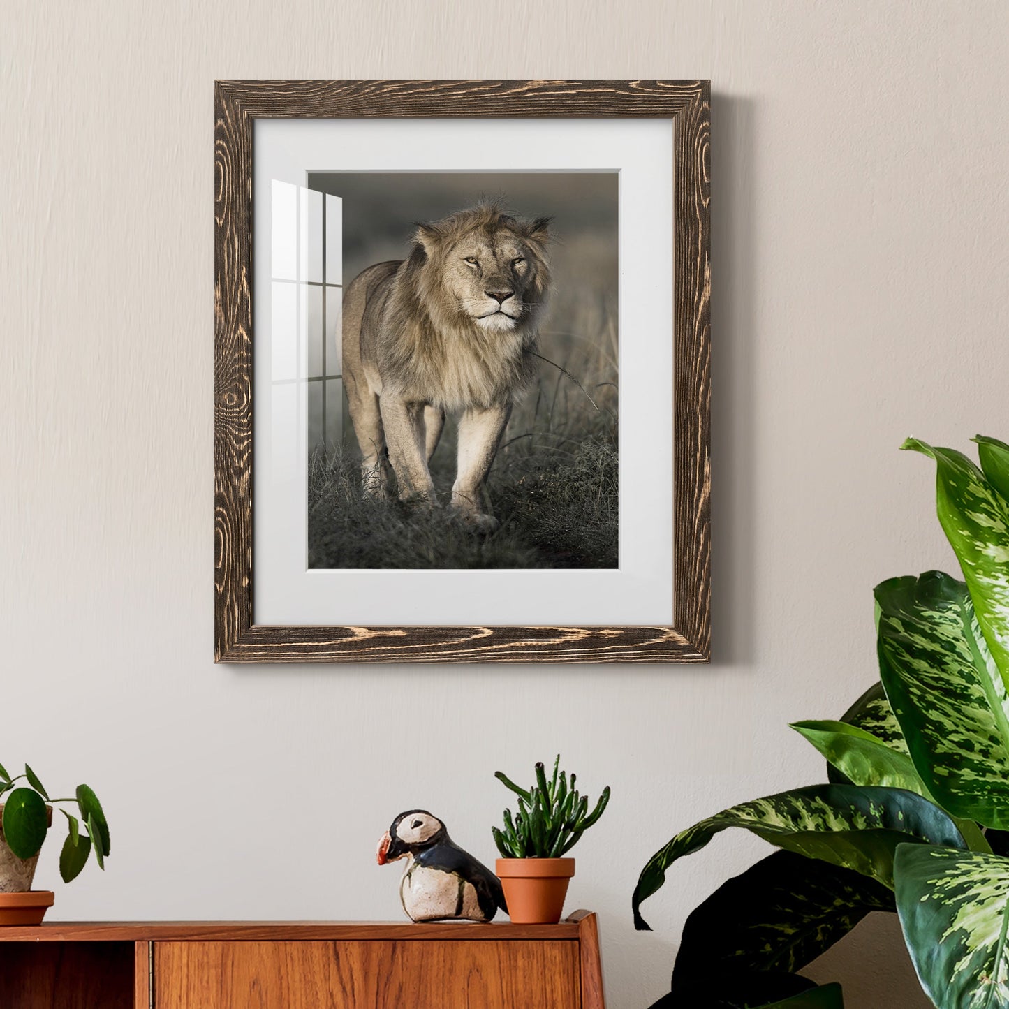 Morning Walk in Masai Mara - Premium Framed Print - Distressed Barnwood Frame - Ready to Hang