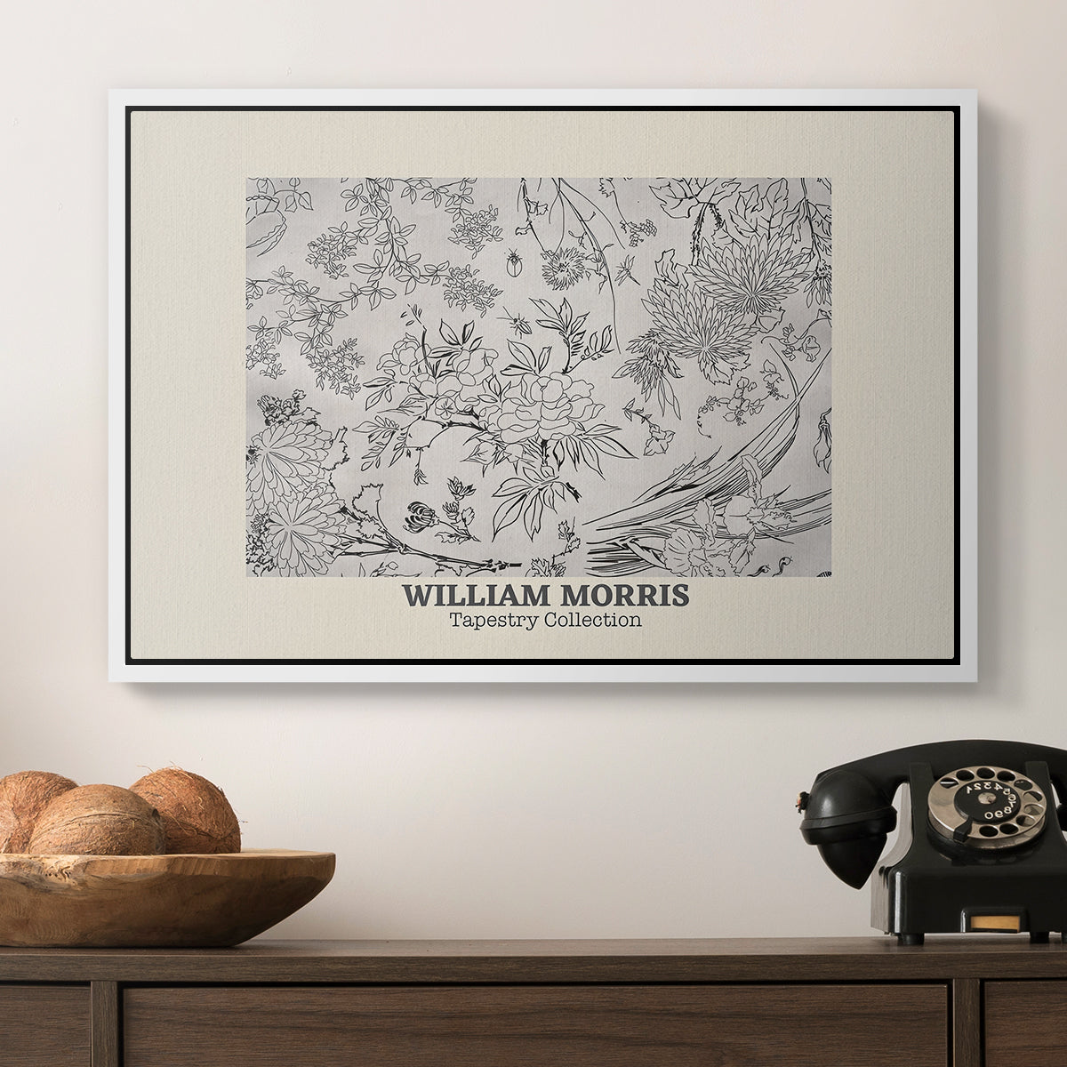 Fleurs, 1866 (Morris Inspired) - Floater Framed Canvas Print