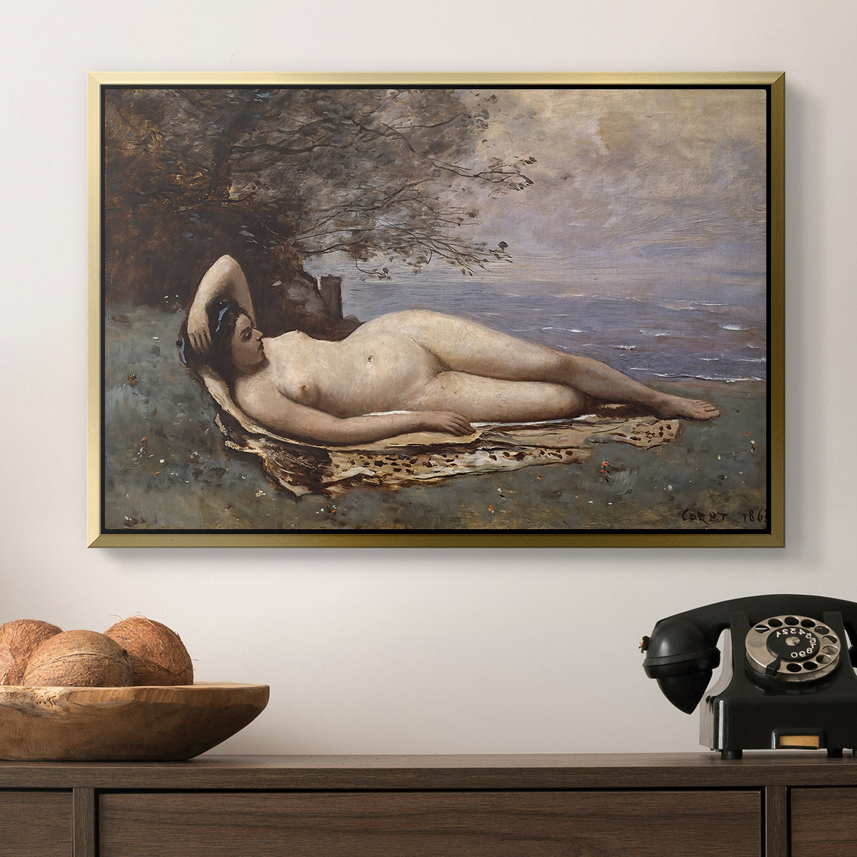 Bacchante by the Sea, 1865 - Floater Framed Canvas Print