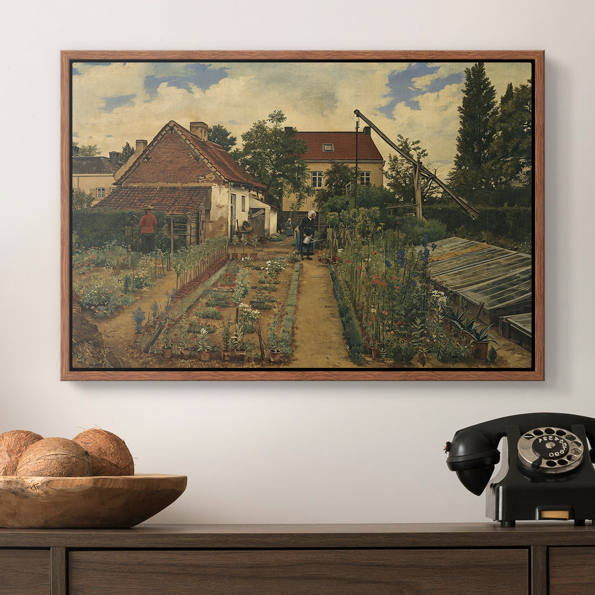 Garden of a Florist (The Flower Garden), 1864 - Floater Framed Canvas Print