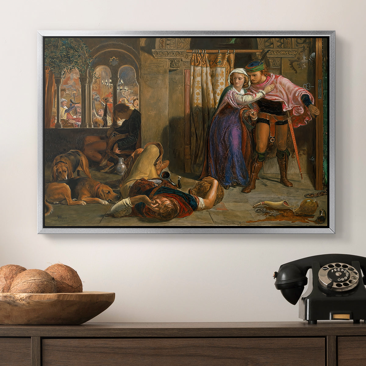 The Flight of Madeline and Porphyro, 1848 - Floater Framed Canvas Print