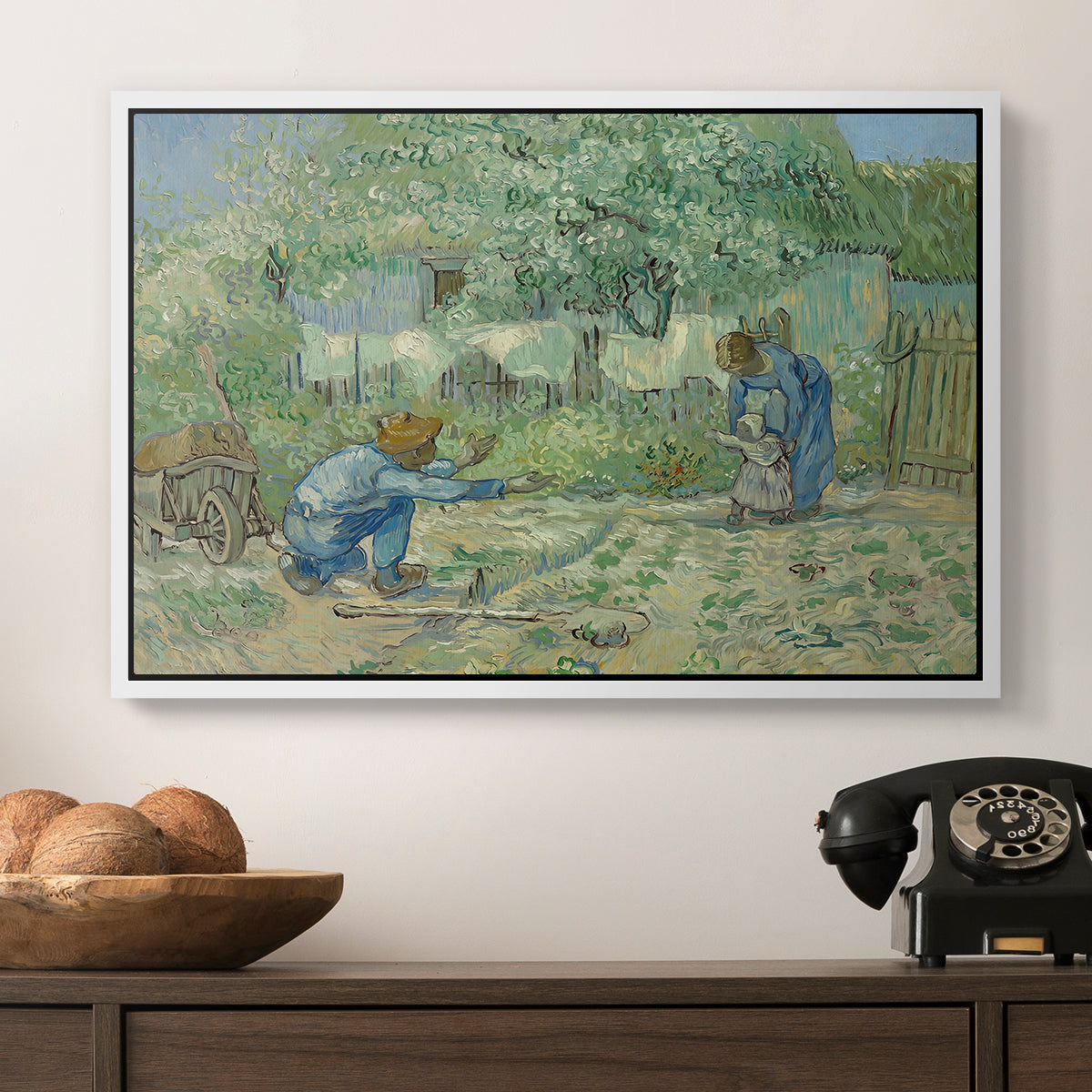 First Steps after Millet, 1890 - Floater Framed Canvas Print