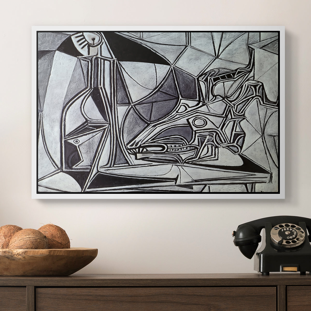 Goat's Skull, Bottle and Candle, 1952 - Floater Framed Canvas Print