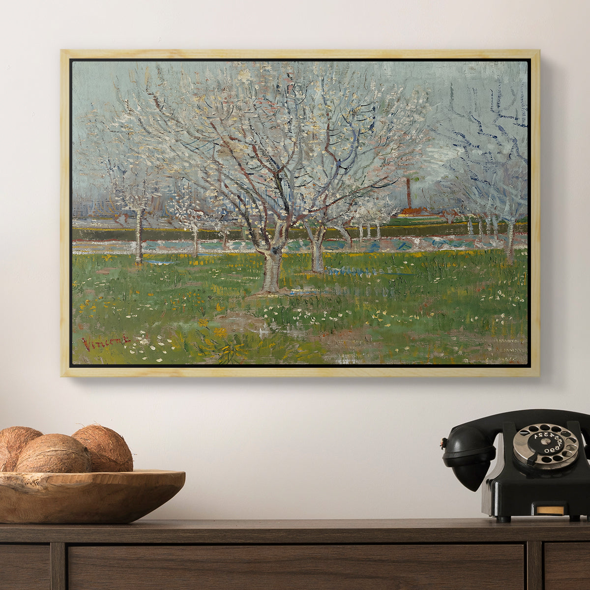 Orchard in Blossom (Plum Trees), 1888 - Floater Framed Canvas Print